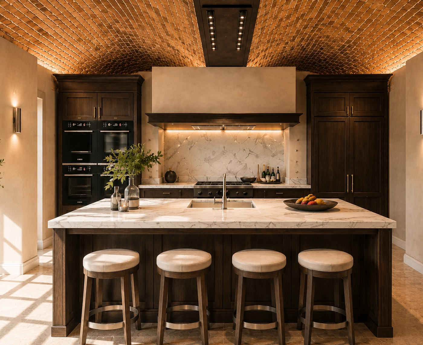 Bespoke kitchen beneath the brick vaults